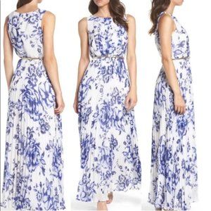 Nordstrom - Eliza J - Pleated Floral Chiffon Maxi Dress - Size 6